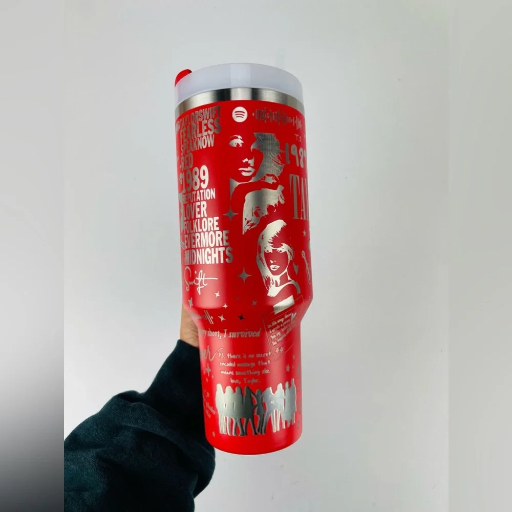 Stanley 40oz Tumbler Red Lava Tylor Swift Engraved - Picture 7 of 9